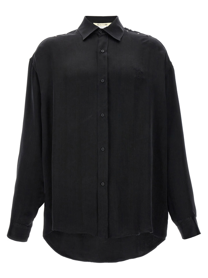 Logo Embroidery Cupro Shirt Shirt, Blouse Black