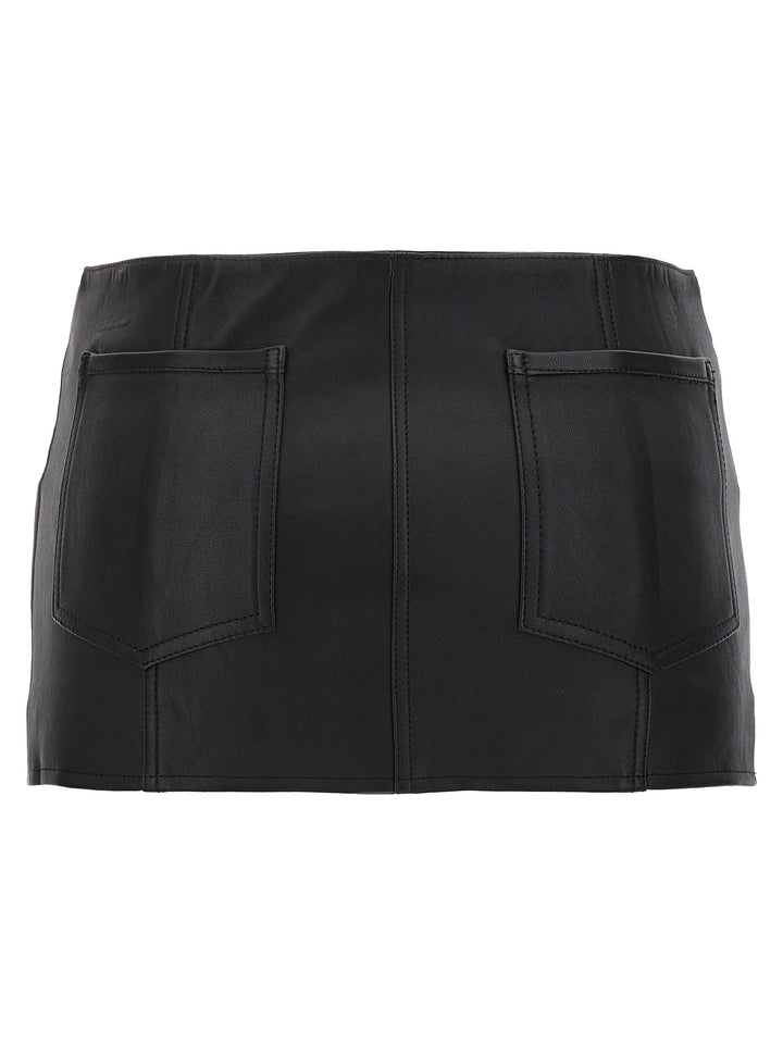 Leather Buckle Mini Skirts Black