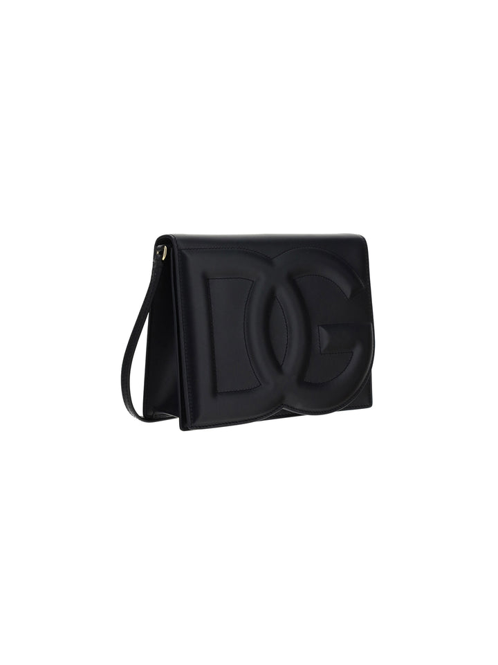 Leather shoulder bag with maxi frontal Logo