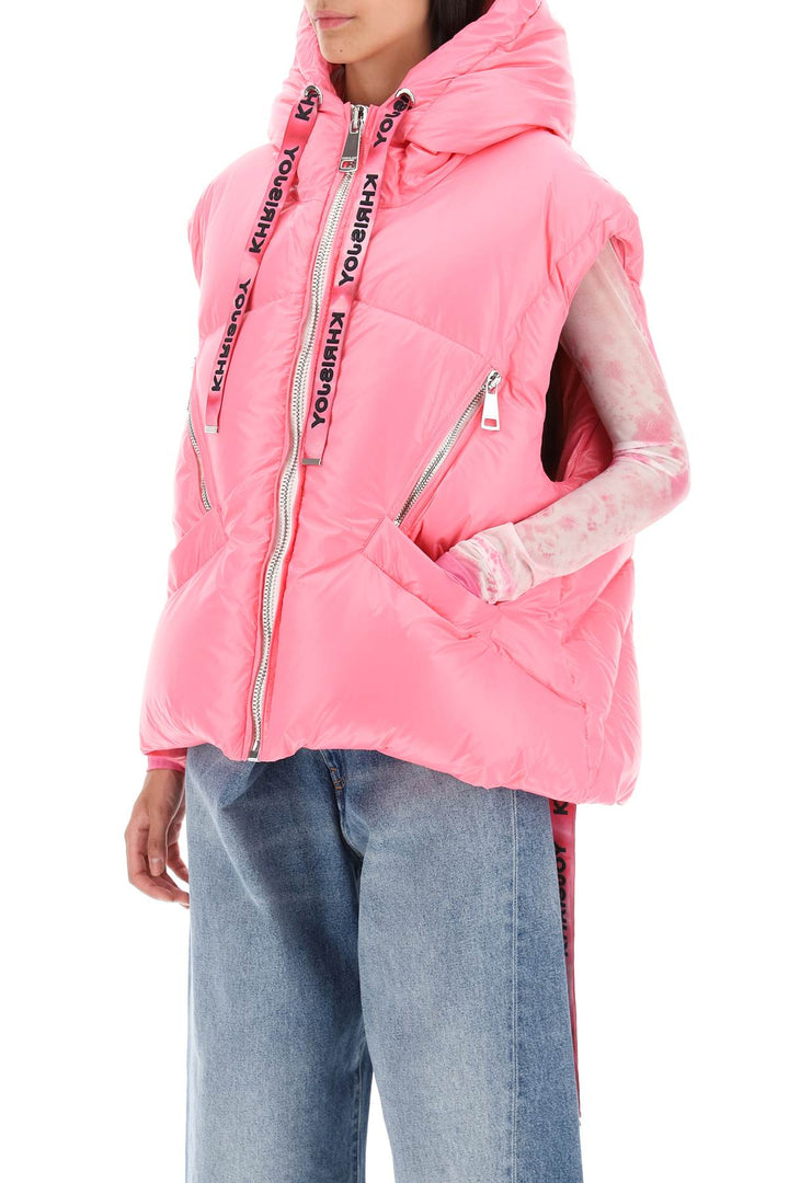 Oversized Puffer Vest With Hood - Khrisjoy - Women