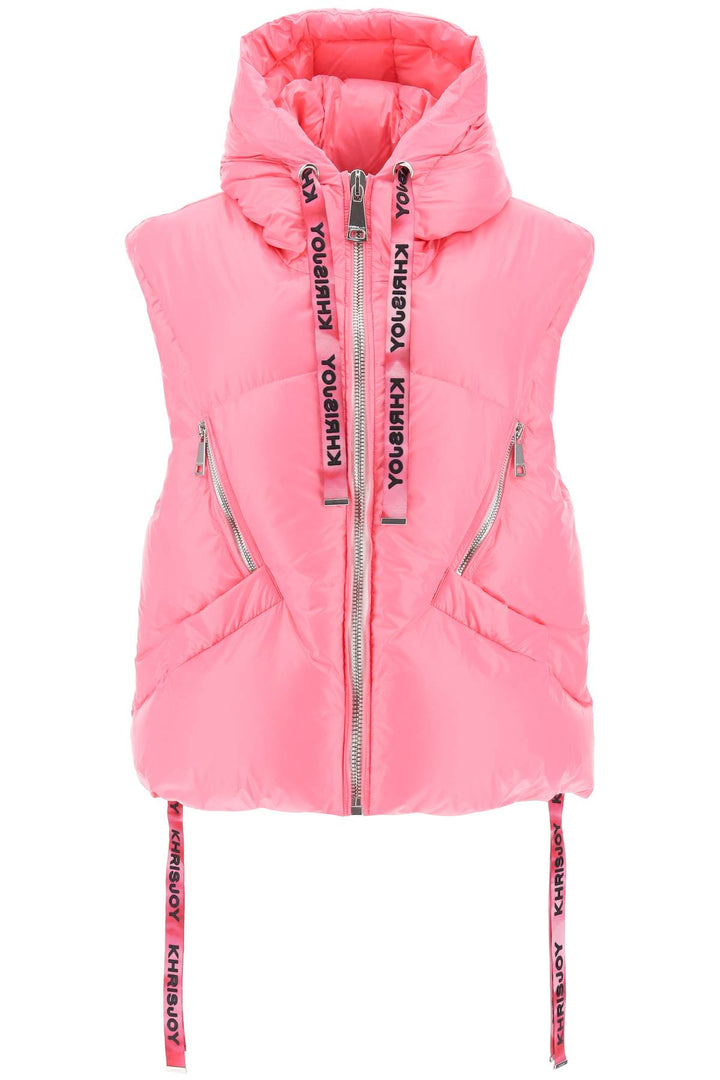 Oversized Puffer Vest With Hood - Khrisjoy - Women