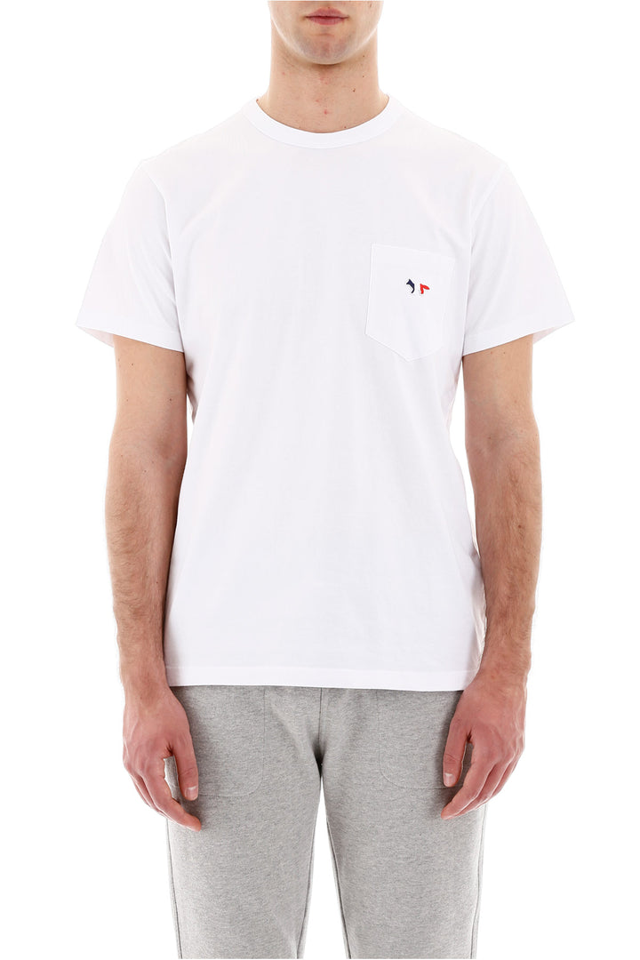 T Shirt With Pocket And Tricolour Fox - Maison Kitsune - Men