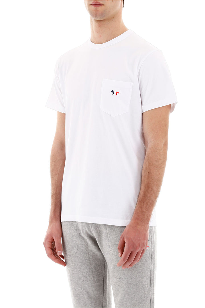 T Shirt With Pocket And Tricolour Fox - Maison Kitsune - Men