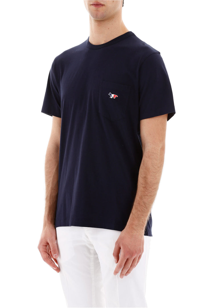 T Shirt With Pocket And Tricolour Fox - Maison Kitsune - Men