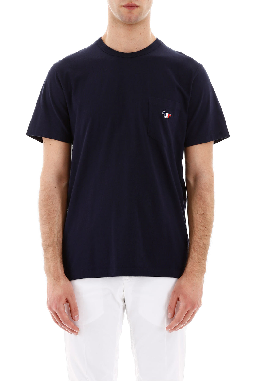 T Shirt With Pocket And Tricolour Fox - Maison Kitsune - Men