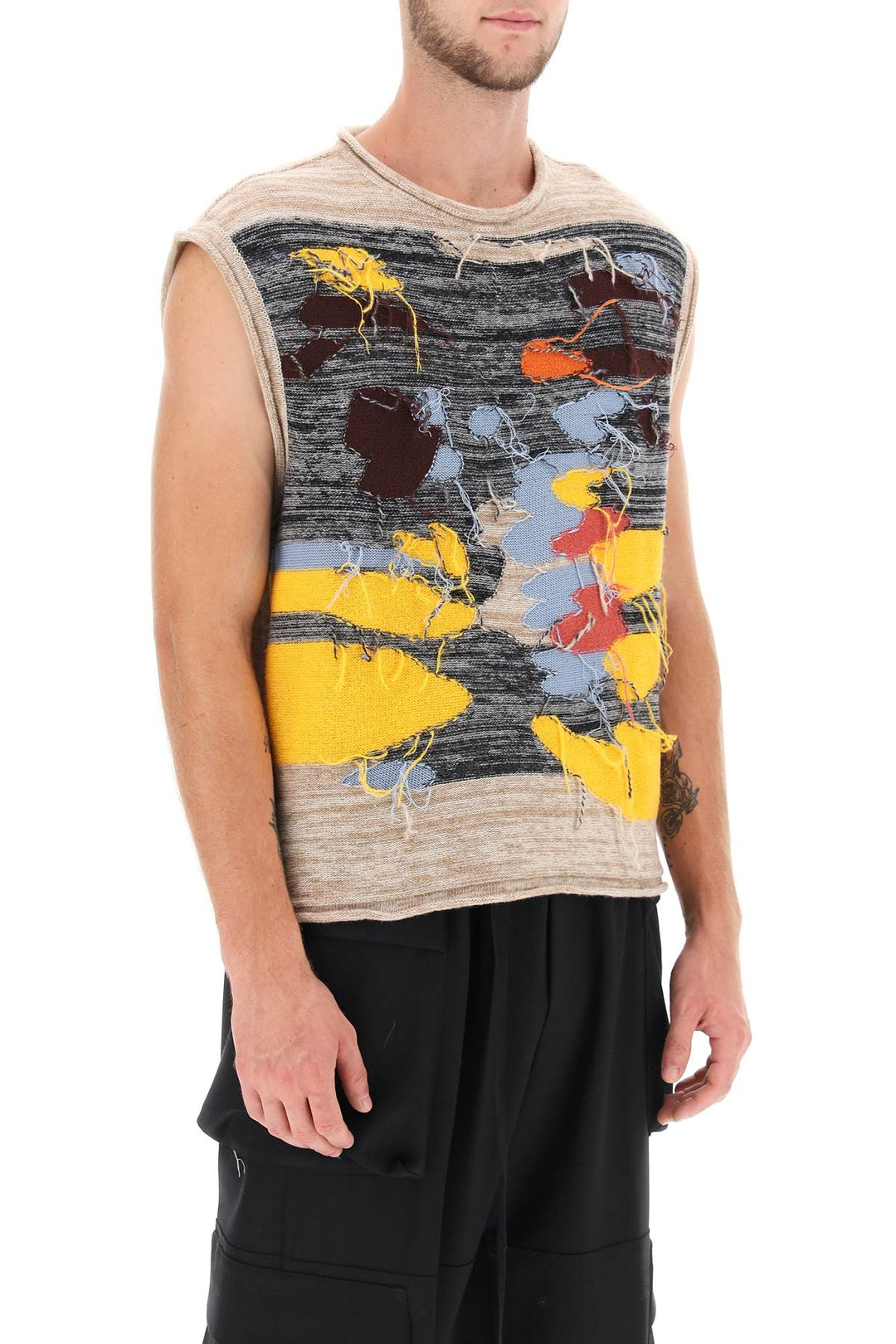 Crew Neck Vest With Intarsia - Andersson Bell - Men