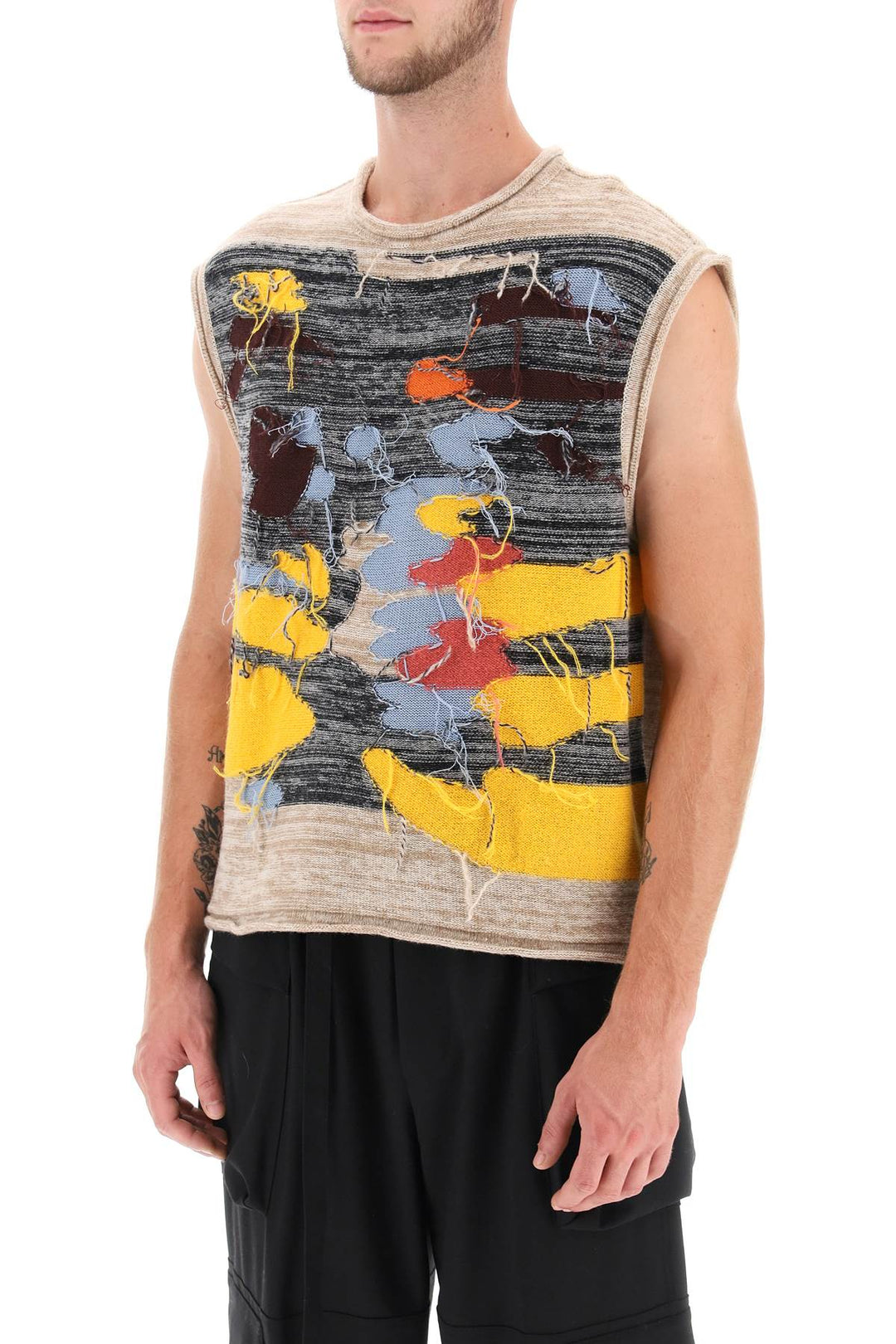 Crew Neck Vest With Intarsia - Andersson Bell - Men