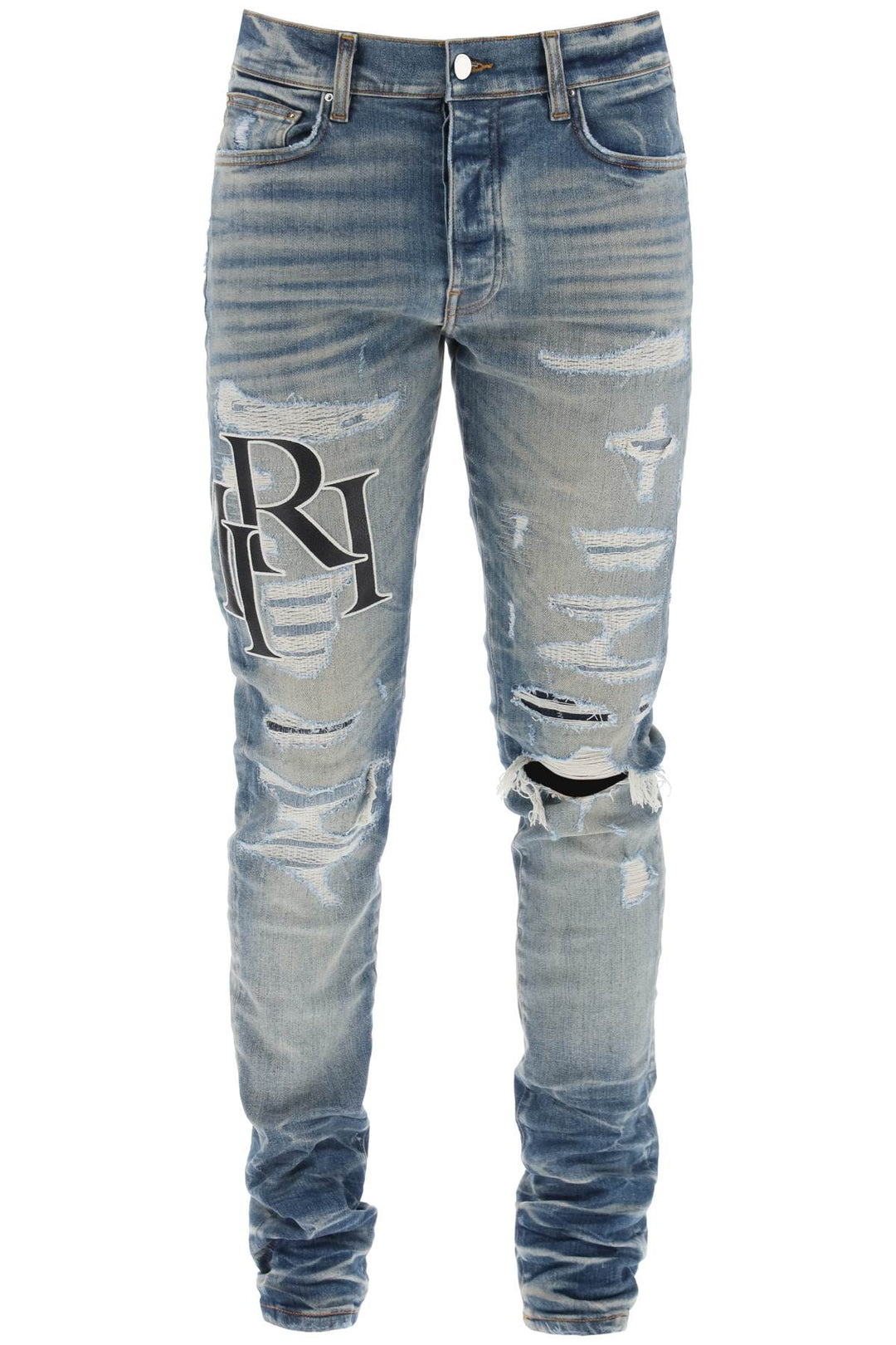 Destroyed Jeans With Staggered Logo - Amiri - Men