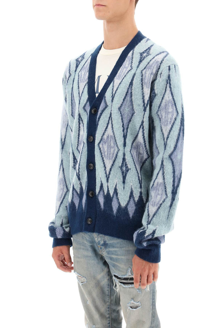 Argyle Bruhed Yarn Cardigan - Amiri - Men