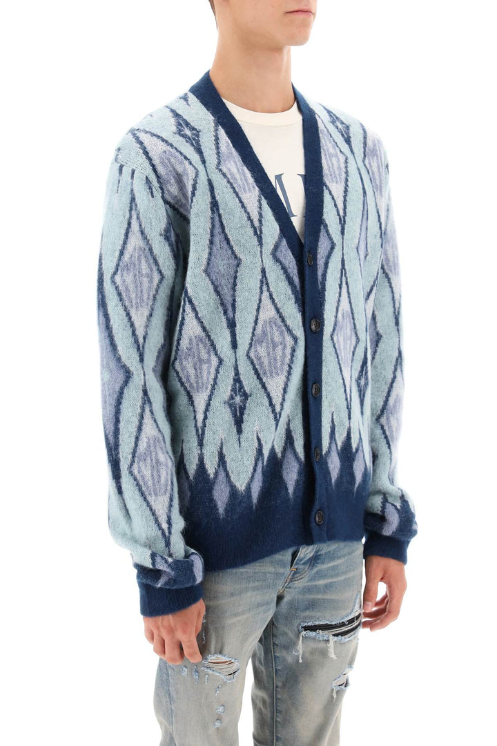 Argyle Bruhed Yarn Cardigan - Amiri - Men