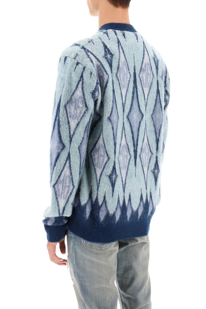 Argyle Bruhed Yarn Cardigan - Amiri - Men