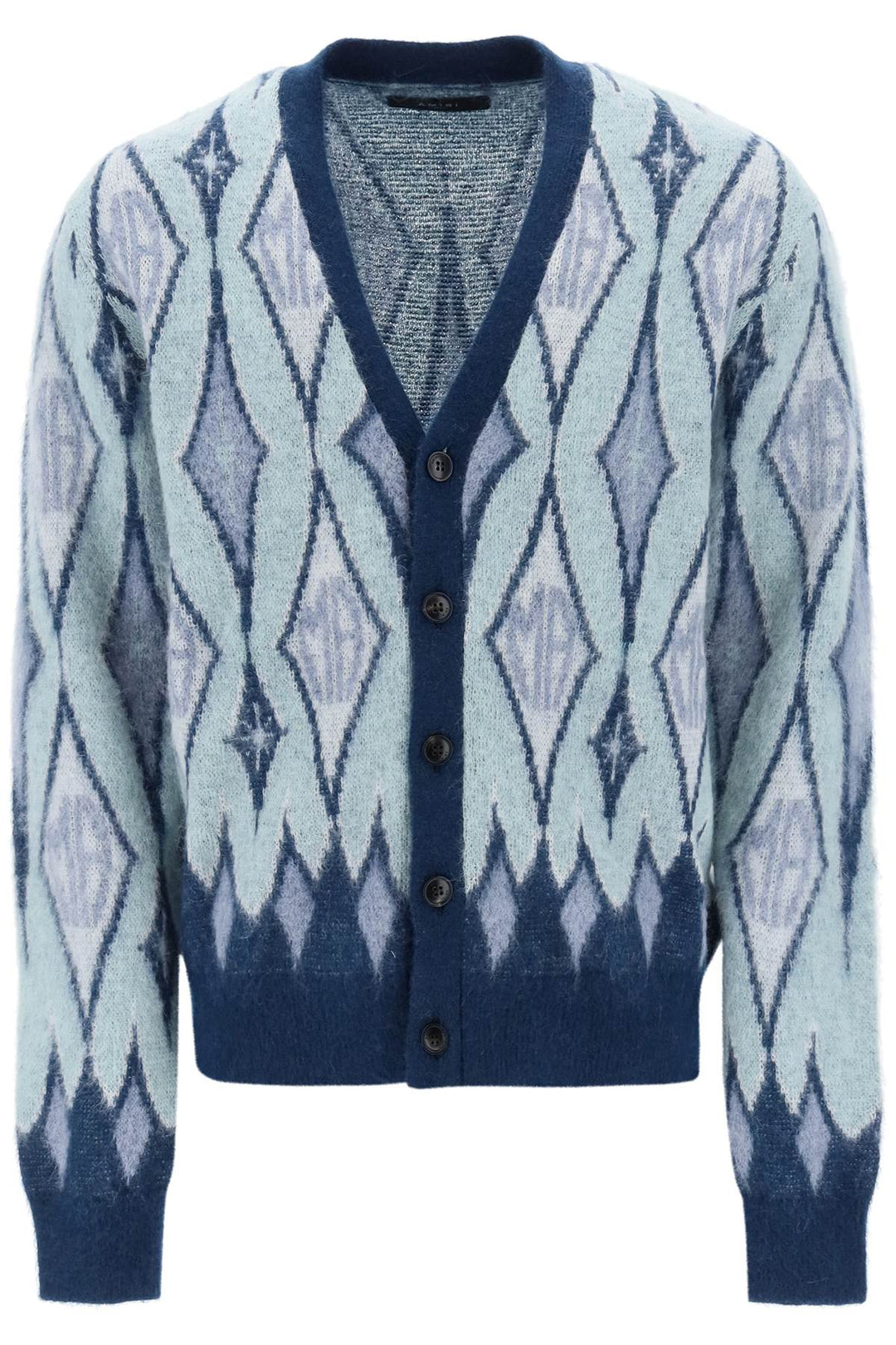 Argyle Bruhed Yarn Cardigan - Amiri - Men