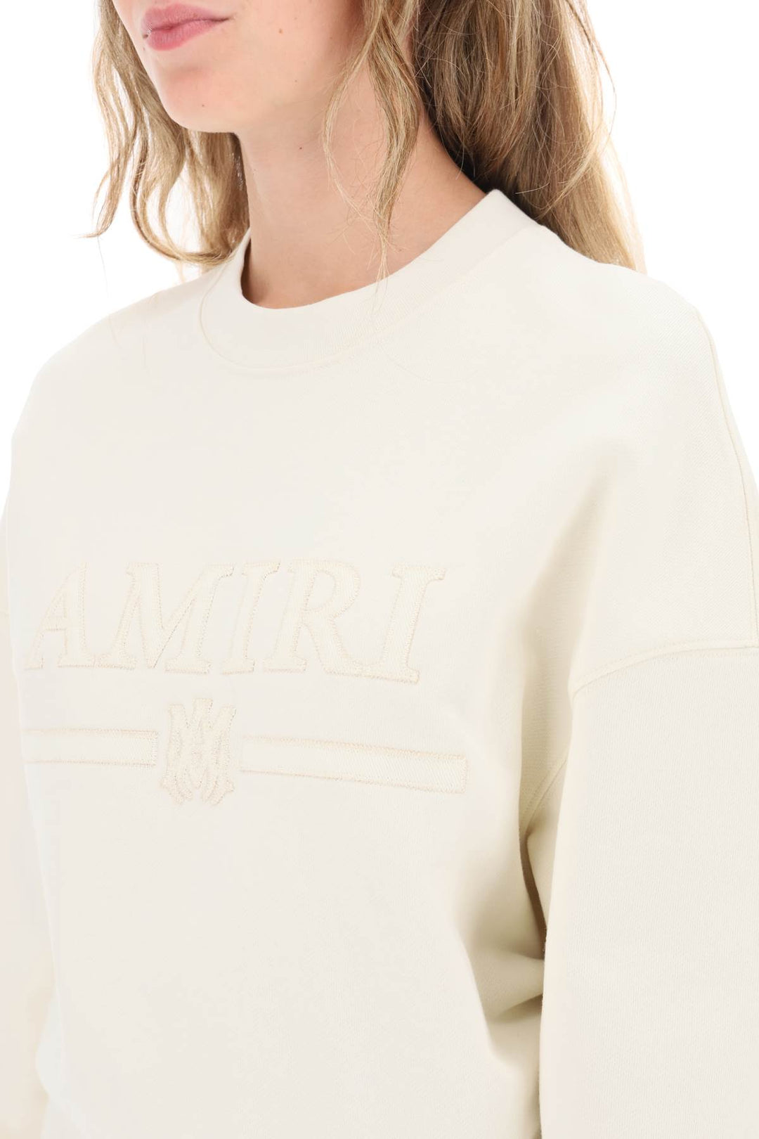 Crew Neck Sweatshirt With Logo Patch - Amiri - Women