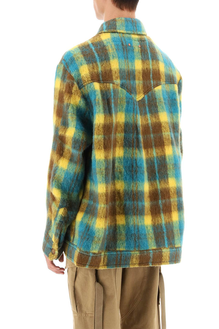 Brushed Yarn Overshirt With Check Motif - Andersson Bell - Men