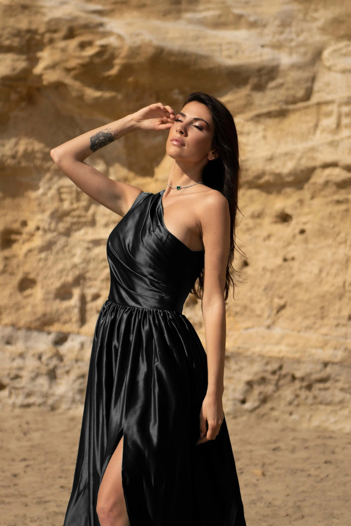 Sanya Black Dress with Slit