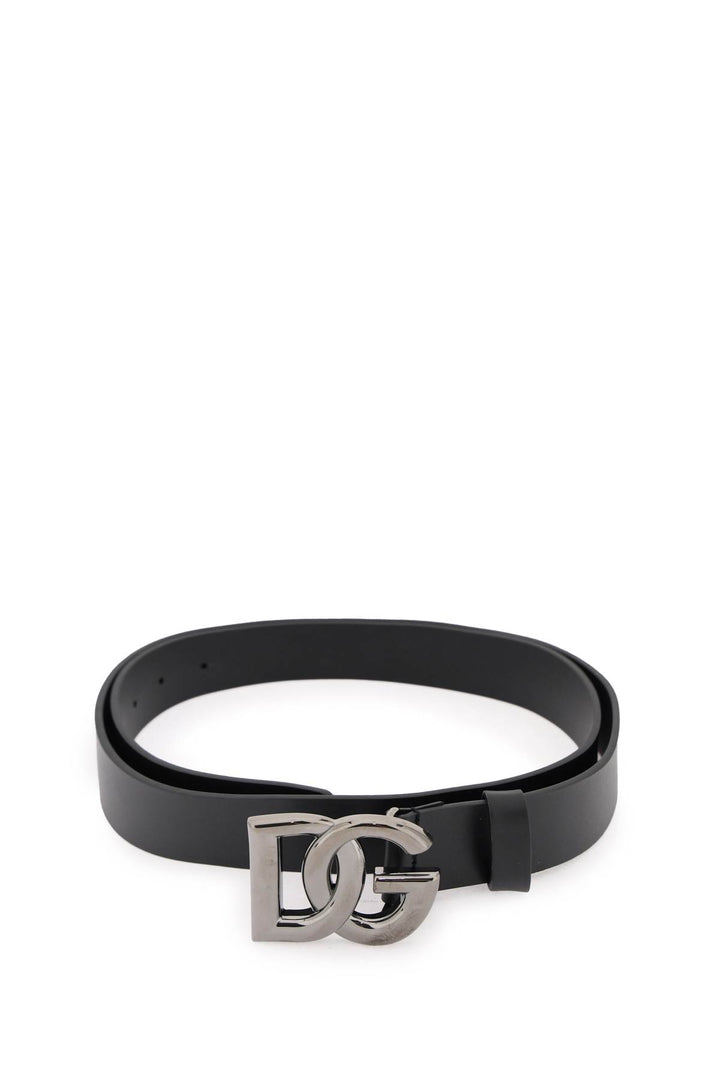 Lux Leather Belt With Crossed Dg Logo - Dolce & Gabbana - Men