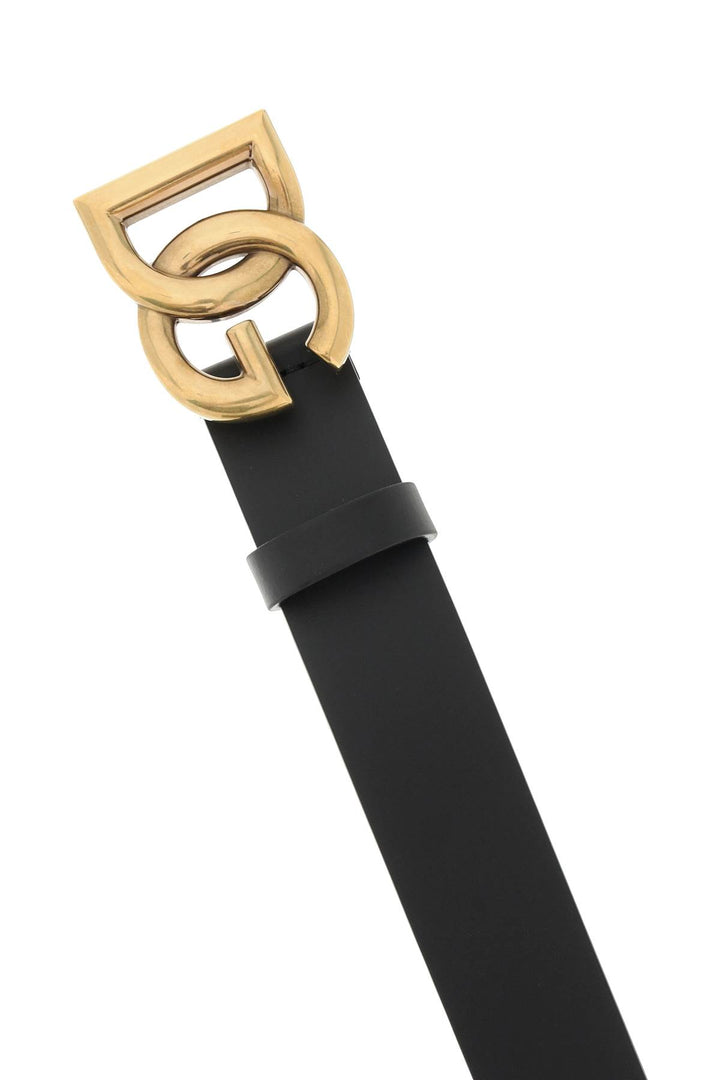 Lux Leather Belt With Crossed Dg Logo - Dolce & Gabbana - Men