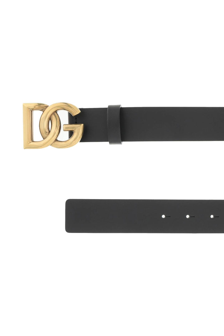 Lux Leather Belt With Crossed Dg Logo - Dolce & Gabbana - Men