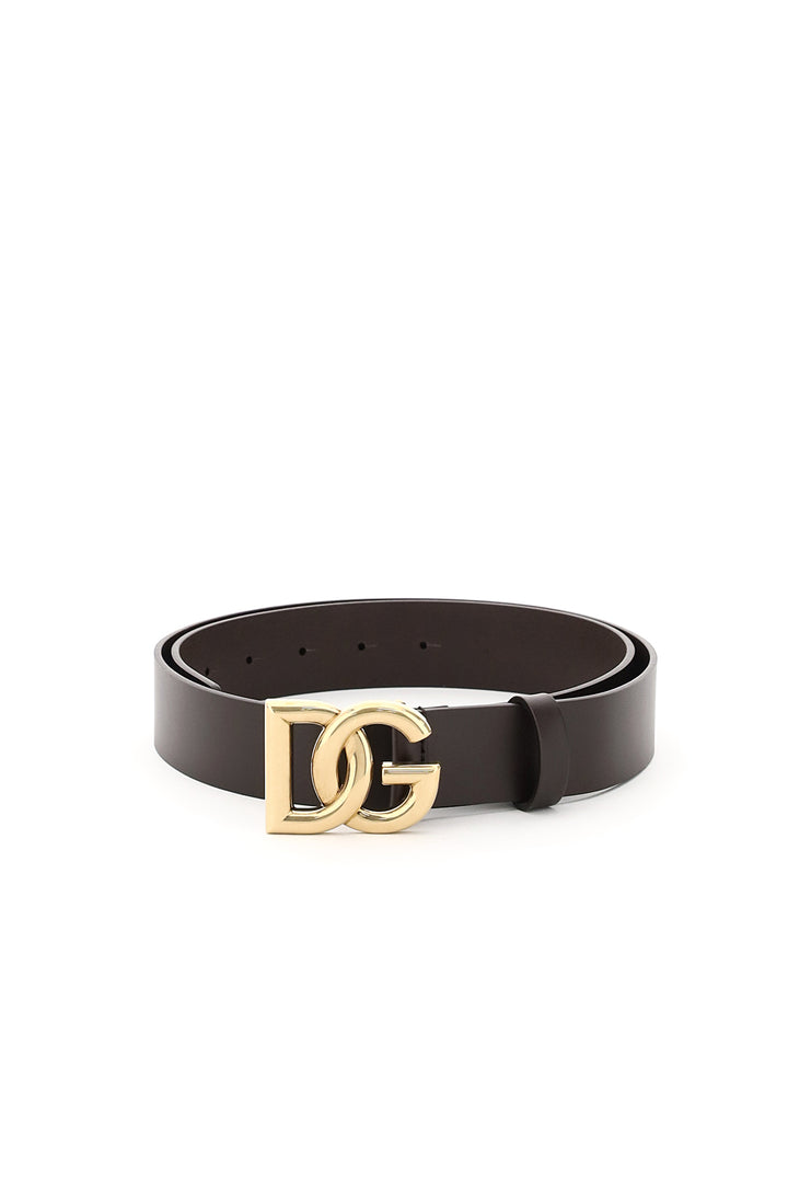 Lux Leather Belt With Crossed Dg Logo - Dolce & Gabbana - Men