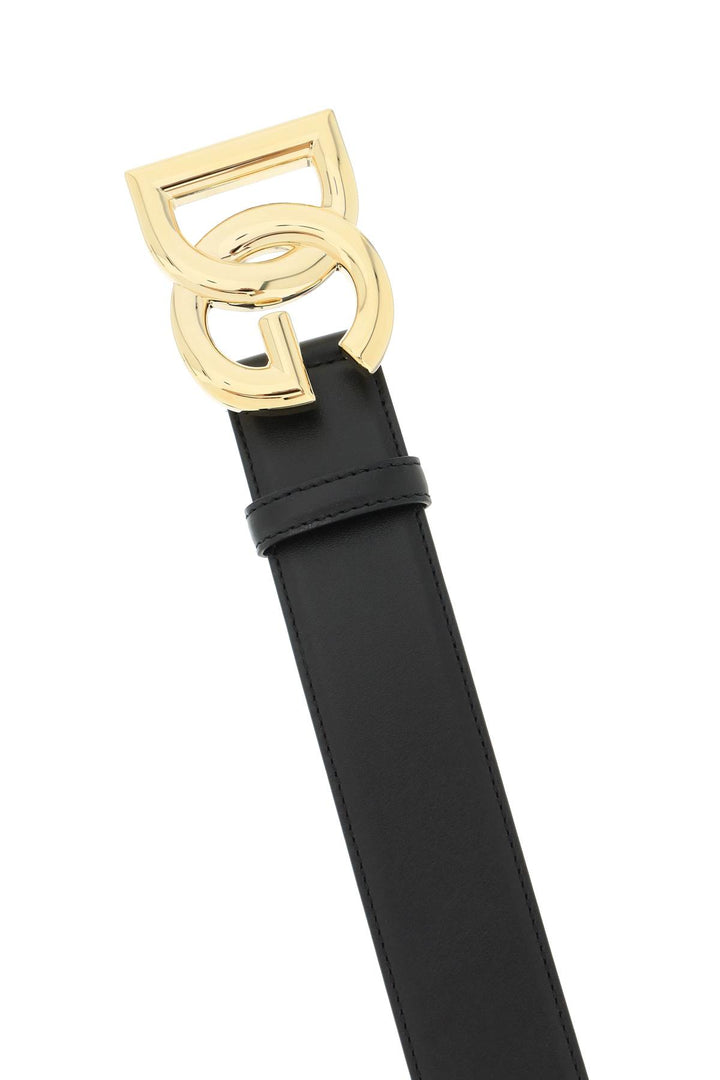 Leather Belt With Logo Buckle - Dolce & Gabbana - Women