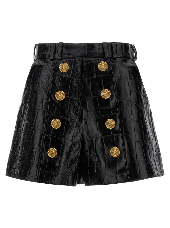 Croco Print Shorts Bermuda, Short Black