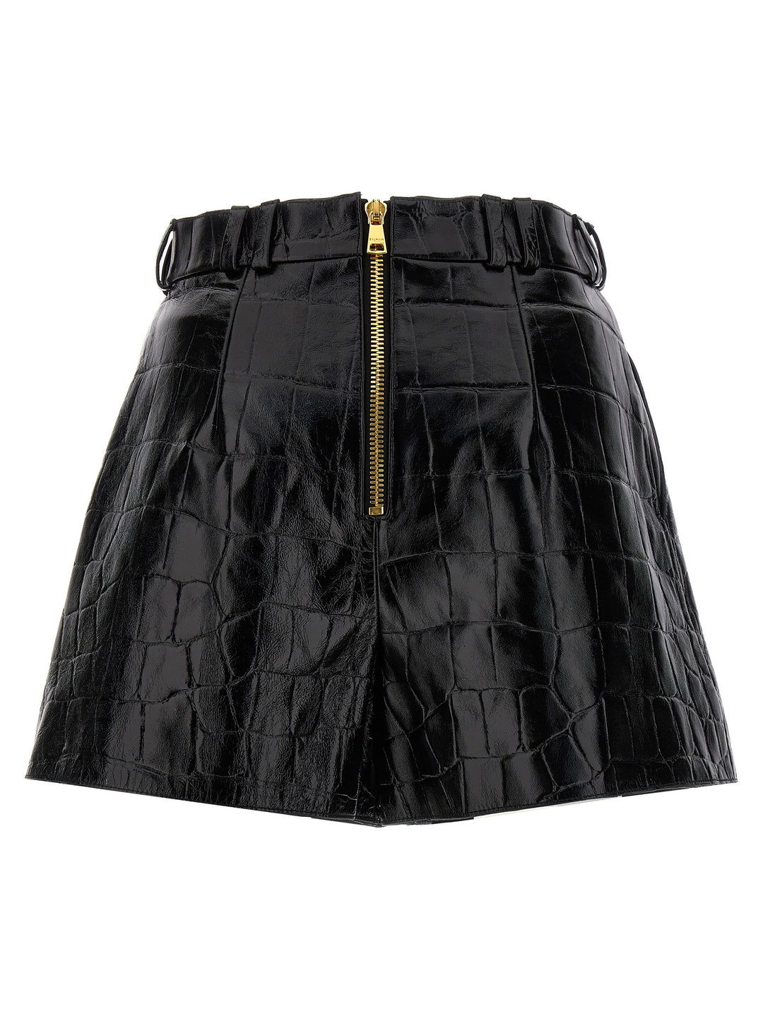 Croco Print Shorts Bermuda, Short Black