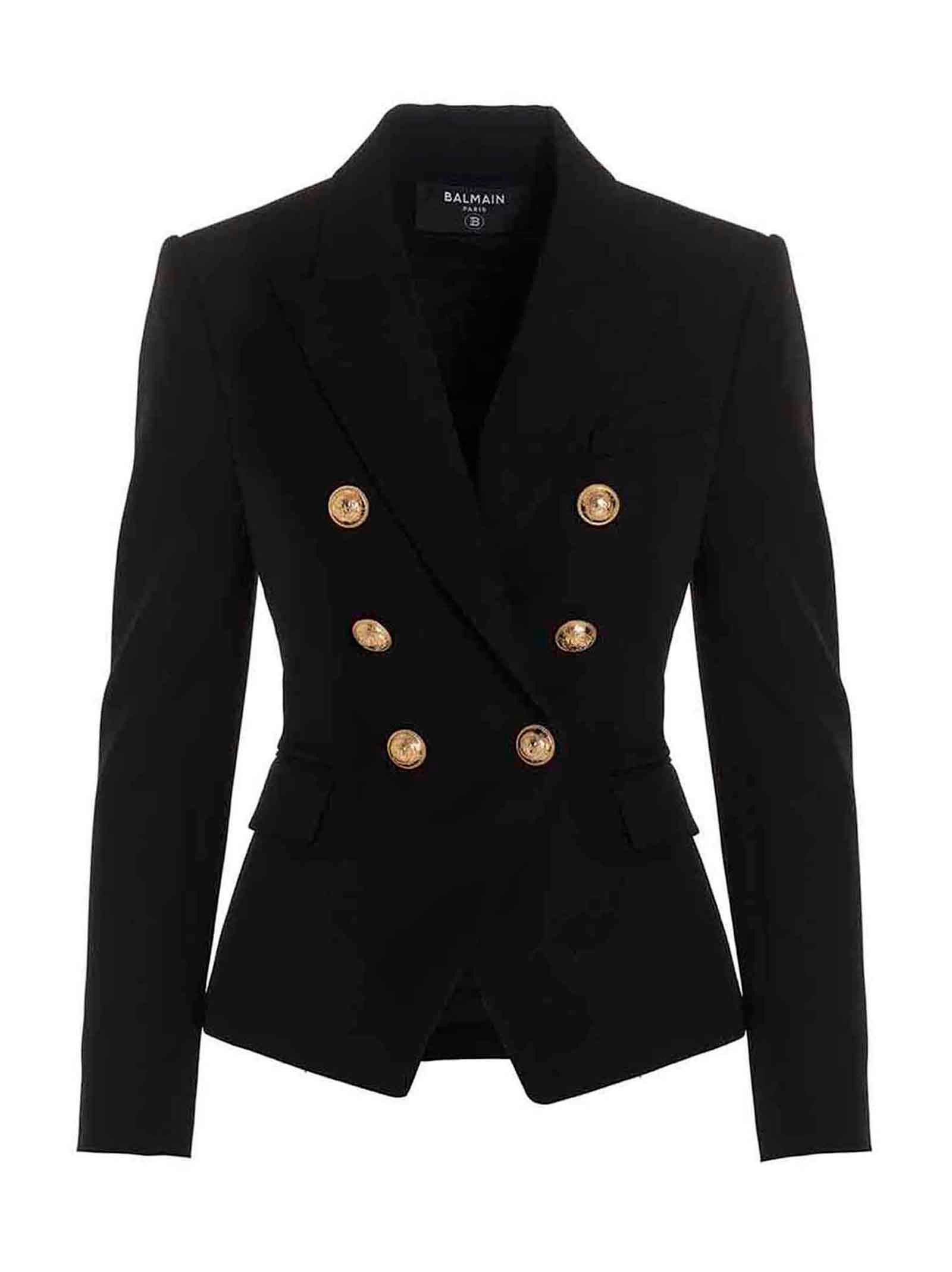 Double Breast Blazer Jacket With Logo Buttons Jackets Black