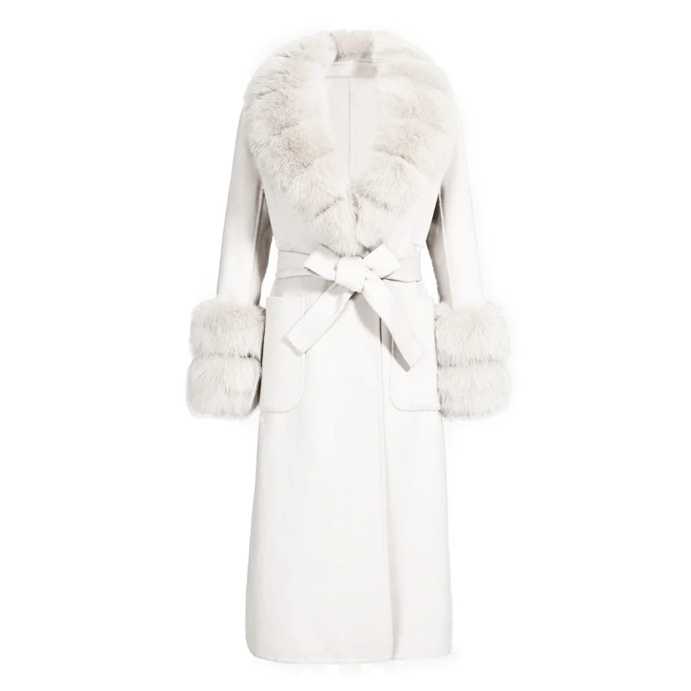 Coat Lebonè White Mixed Cashmere