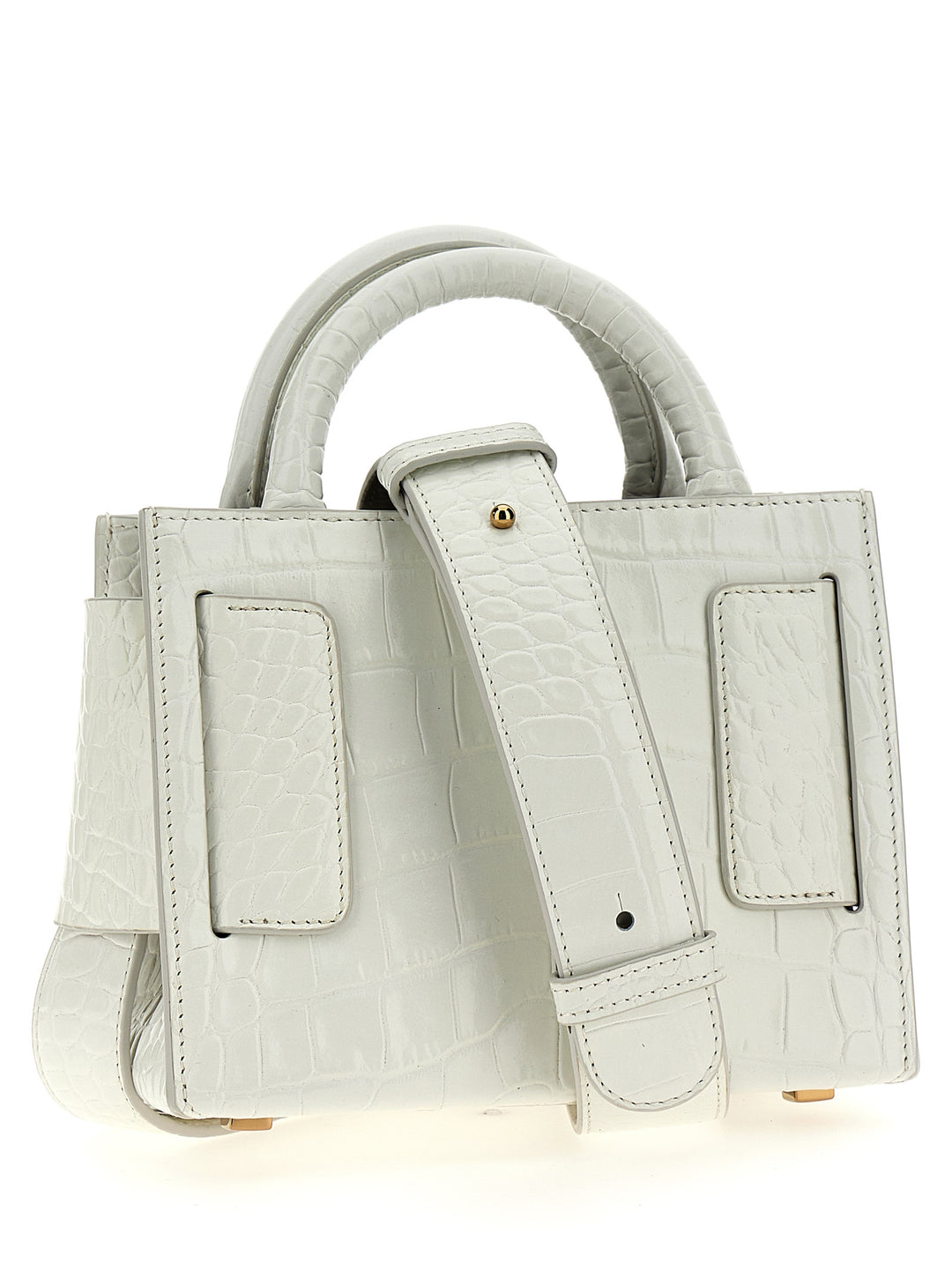 Bobby 18 Croc-Embossed Hand Bags White