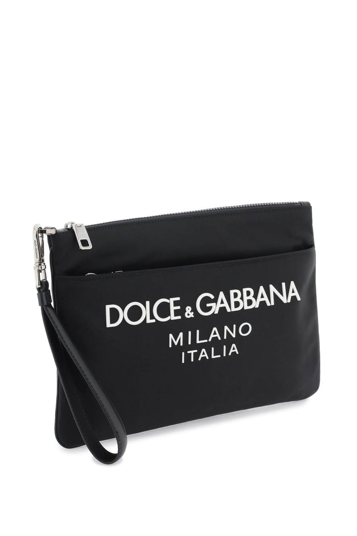 Nylon Pouch With Rubberized Logo - Dolce & Gabbana - Men