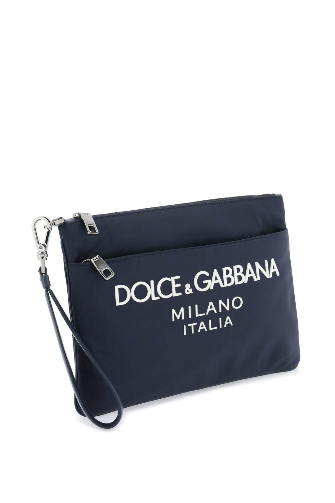 Nylon Pouch With Rubberized Logo - Dolce & Gabbana - Men