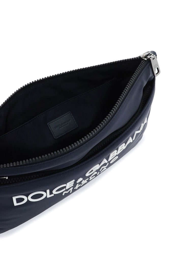 Nylon Pouch With Rubberized Logo - Dolce & Gabbana - Men