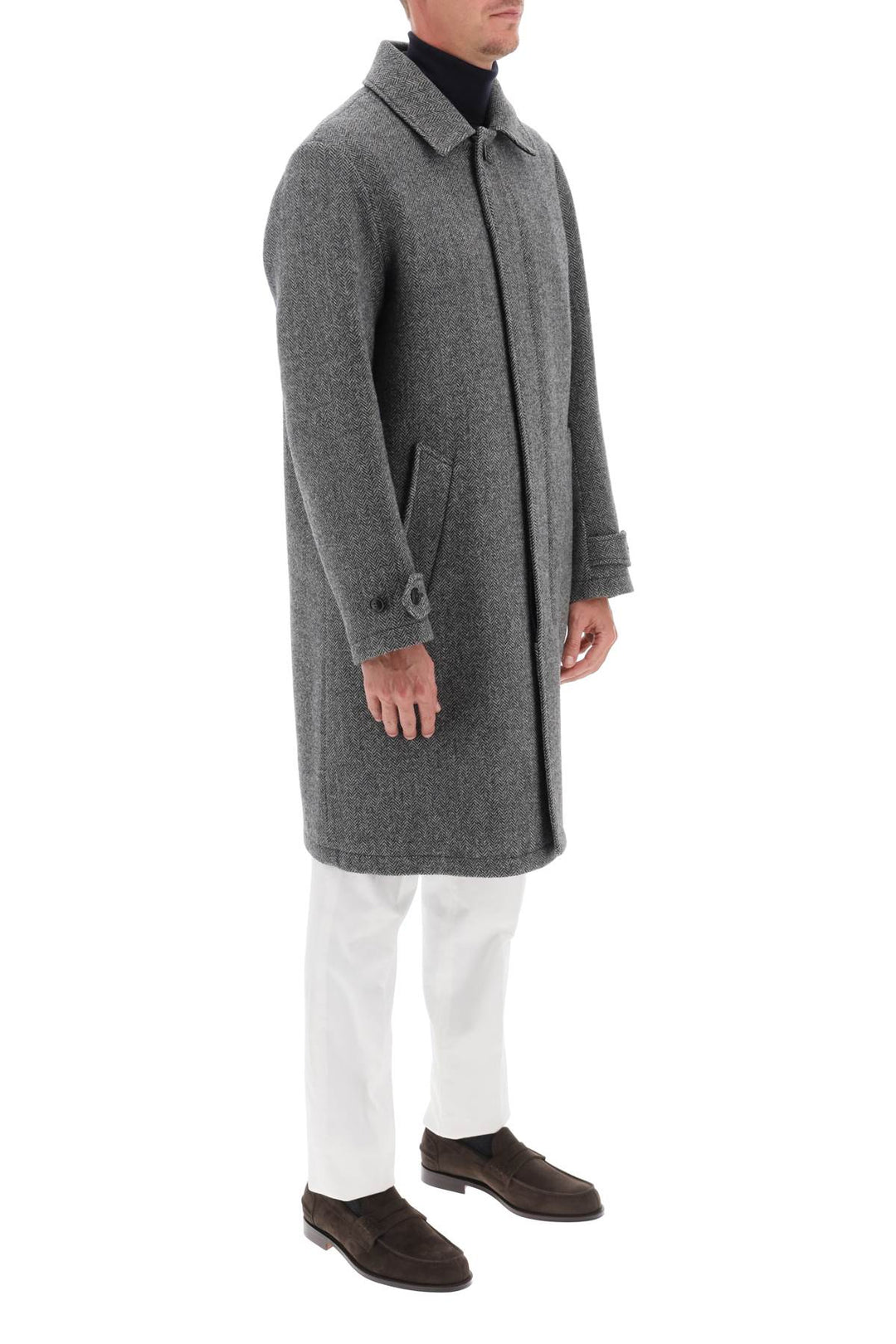 Paul Car Coat In Herringbone Wool - Baracuta - Men