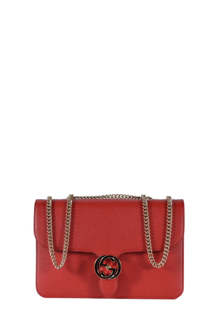 Interlocking shoulder bag GG red leather