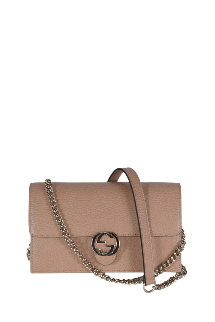 Interlocking shoulder bag GG small beige leather