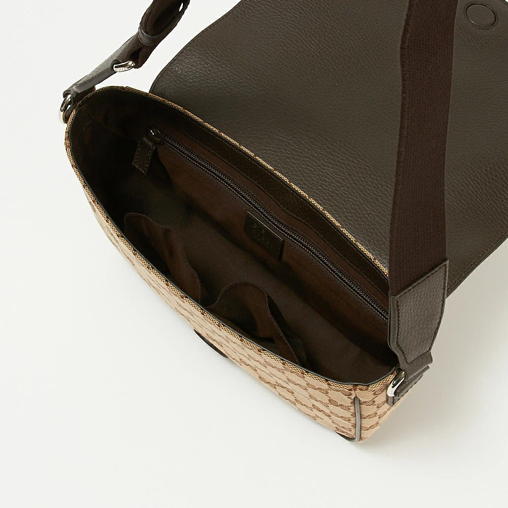 Shoulder Bag in Brown GG Fabric and Leather