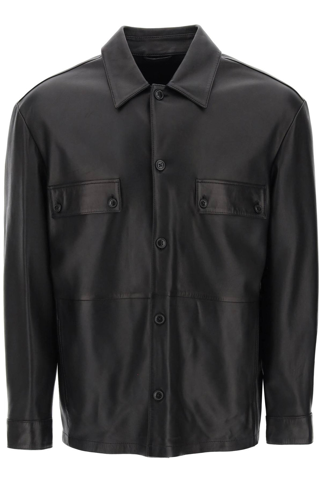 Lamb Leather Overshirt - Closed - Women