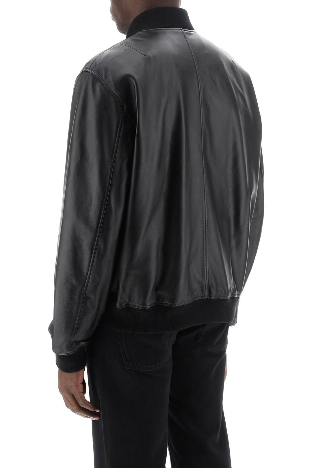 Leather Bomber Jacket - Closed - Men