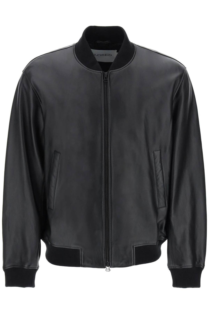 Leather Bomber Jacket - Closed - Men