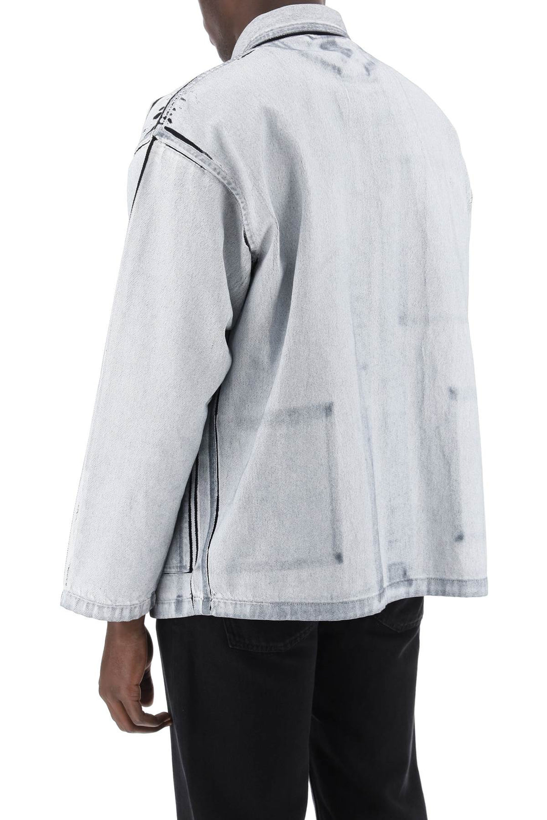 Reversible Jacket In Screen Printed Denim - Closed - Men