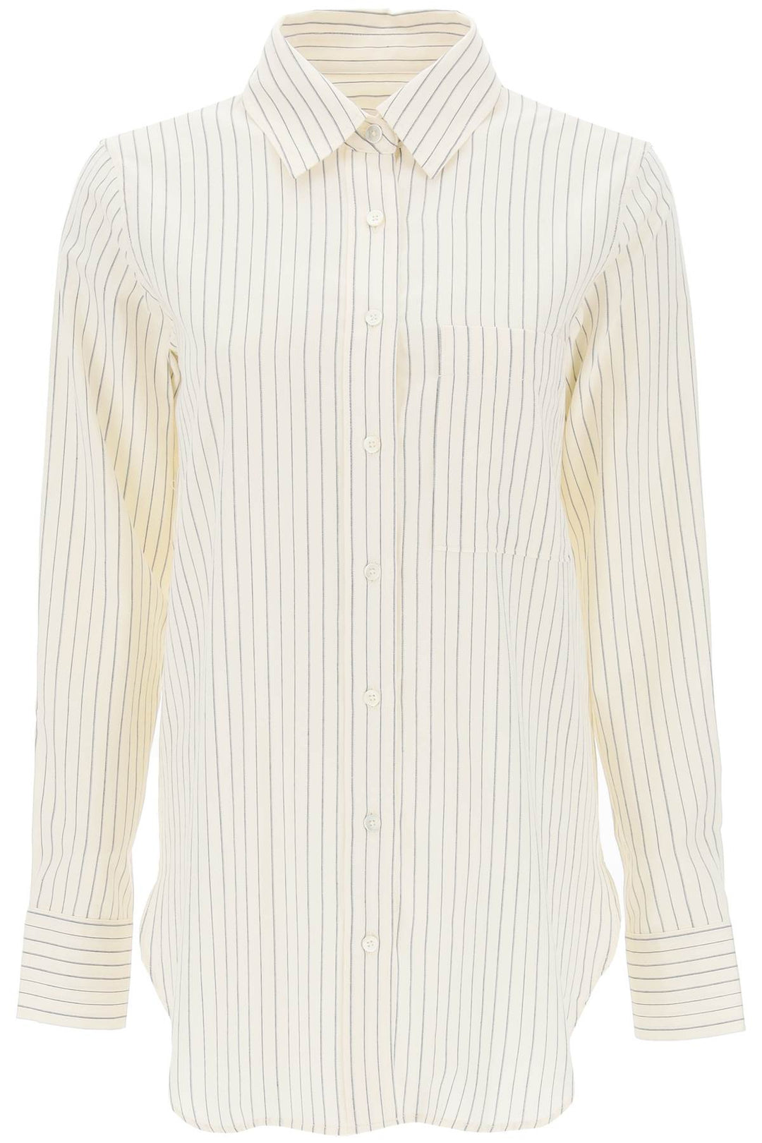 Striped Cotton Wool Shirt - Closed - Women