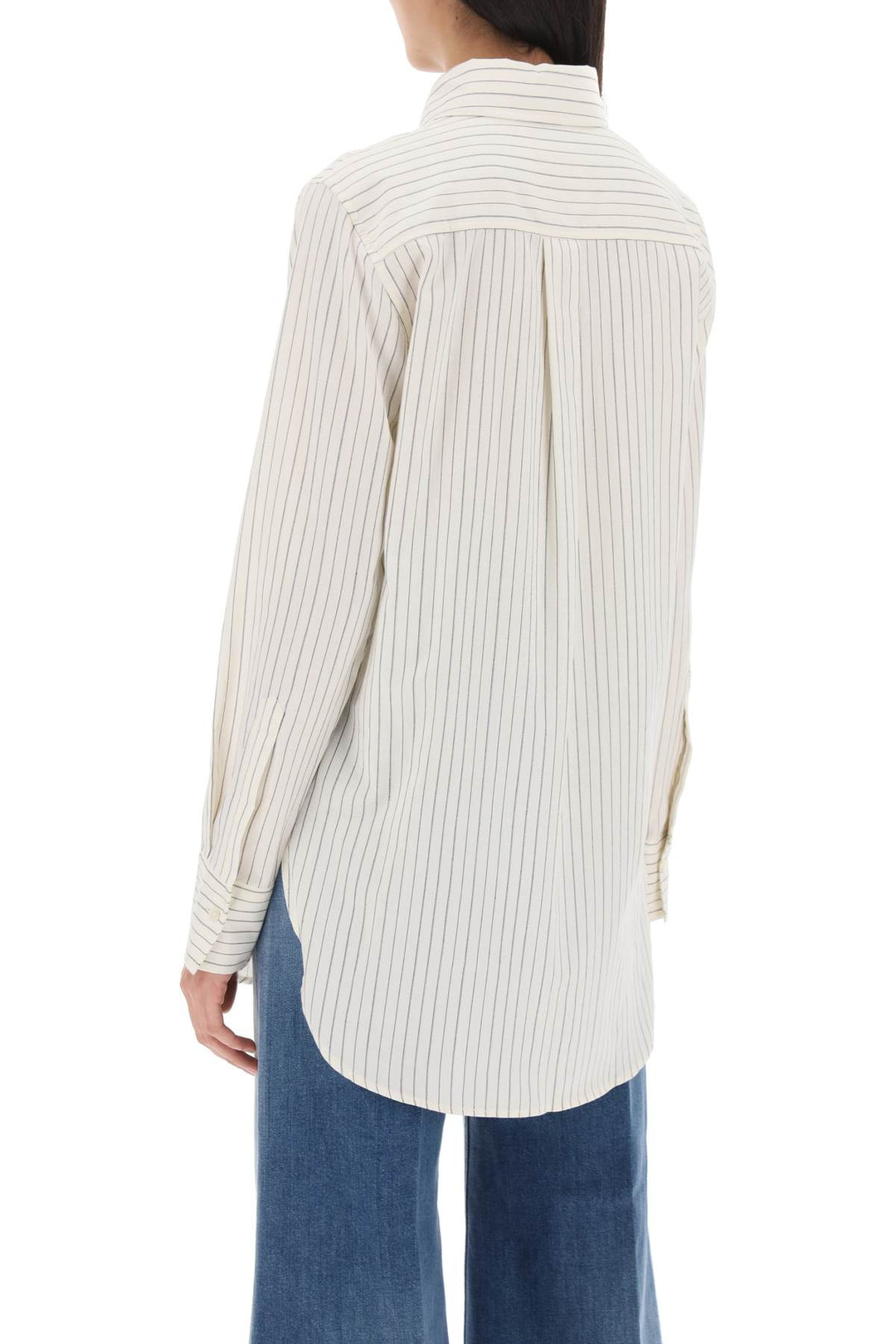 Striped Cotton Wool Shirt - Closed - Women