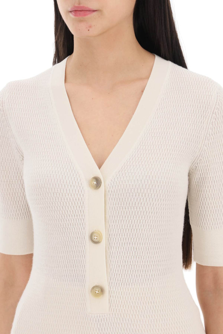 Knitted Top With Short Sleeves - Closed - Women