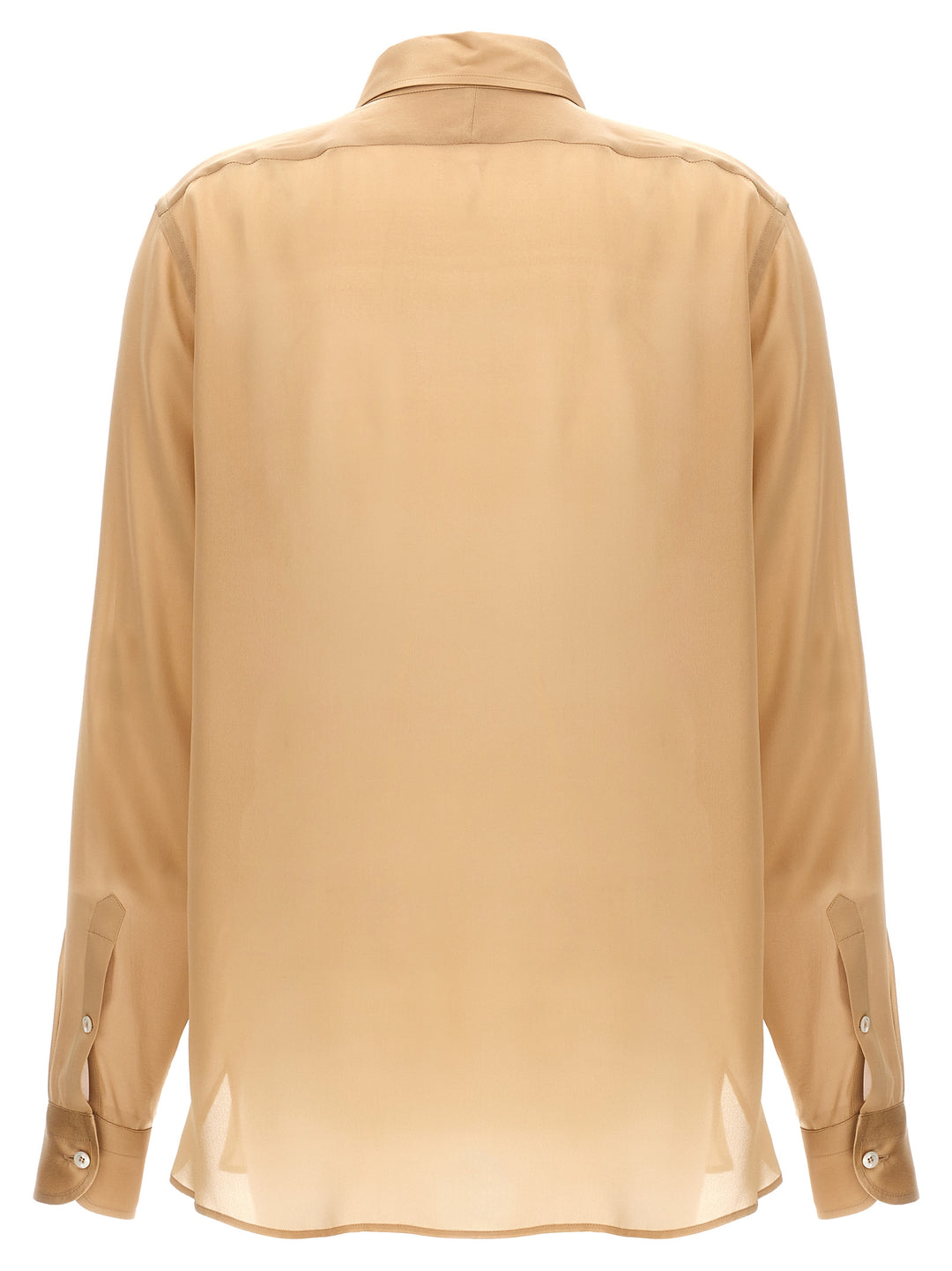 Pleated Plastron Shirt Shirt, Blouse Beige