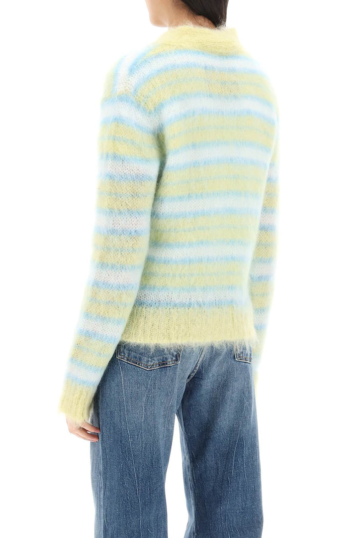 Cardigan In Striped Brushed Mohair - Marni - Women