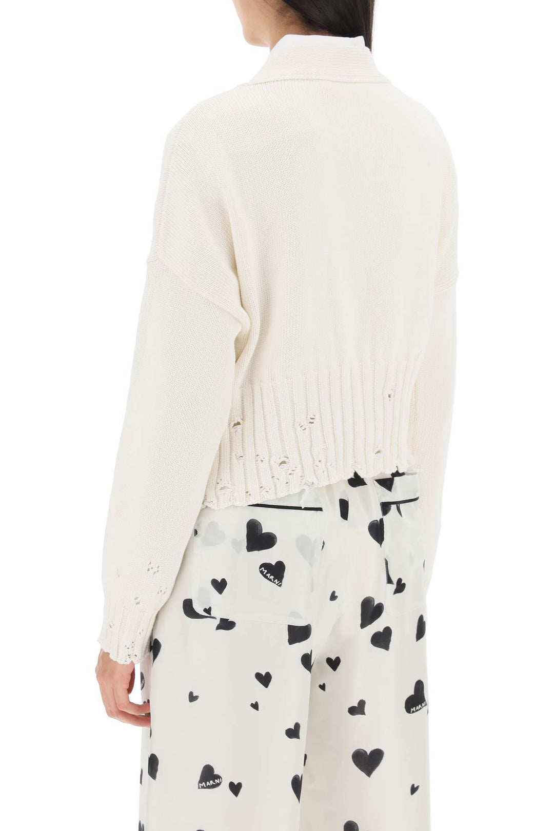 Destroyed Effect Cropped Cardigan - Marni - Women