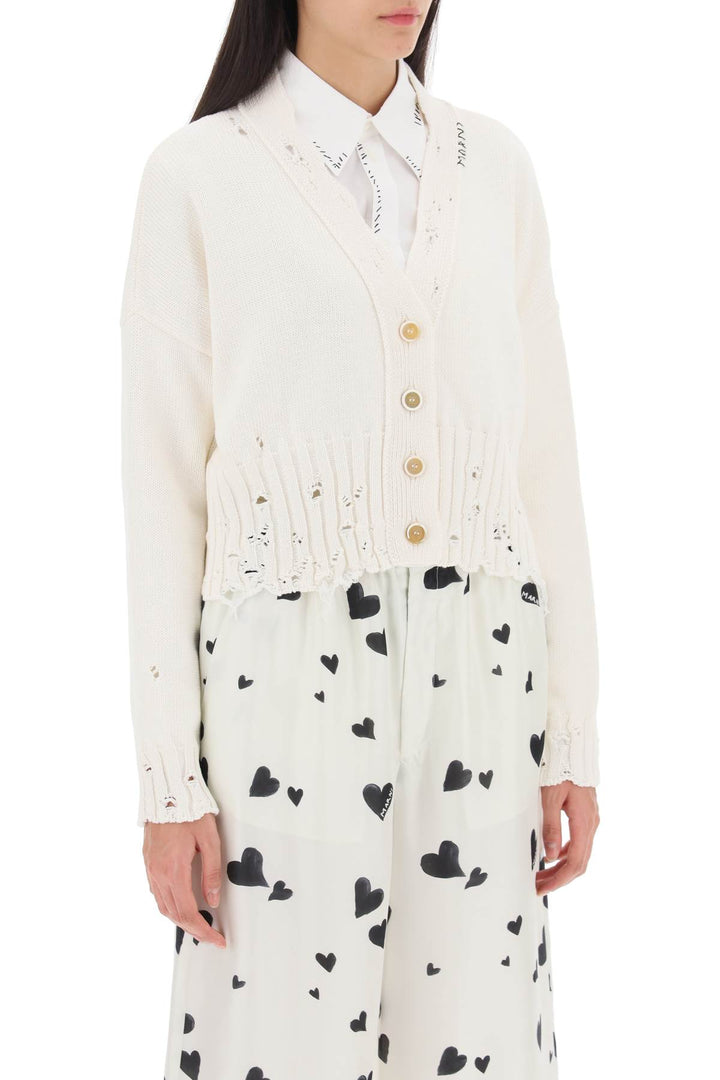 Destroyed Effect Cropped Cardigan - Marni - Women