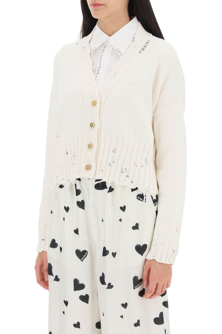 Destroyed Effect Cropped Cardigan - Marni - Women