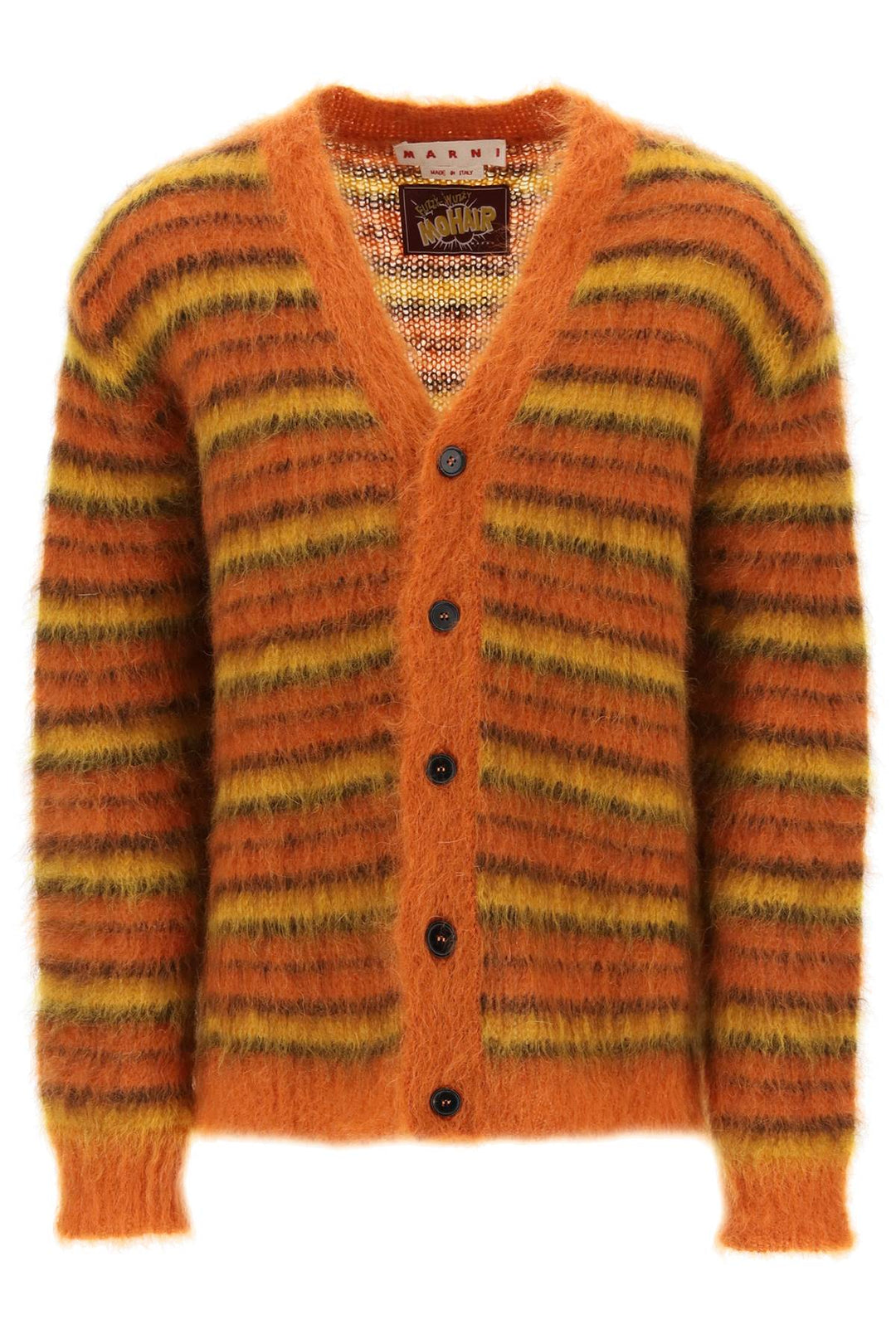 Cardigan In Striped Brushed Mohair - Marni - Men