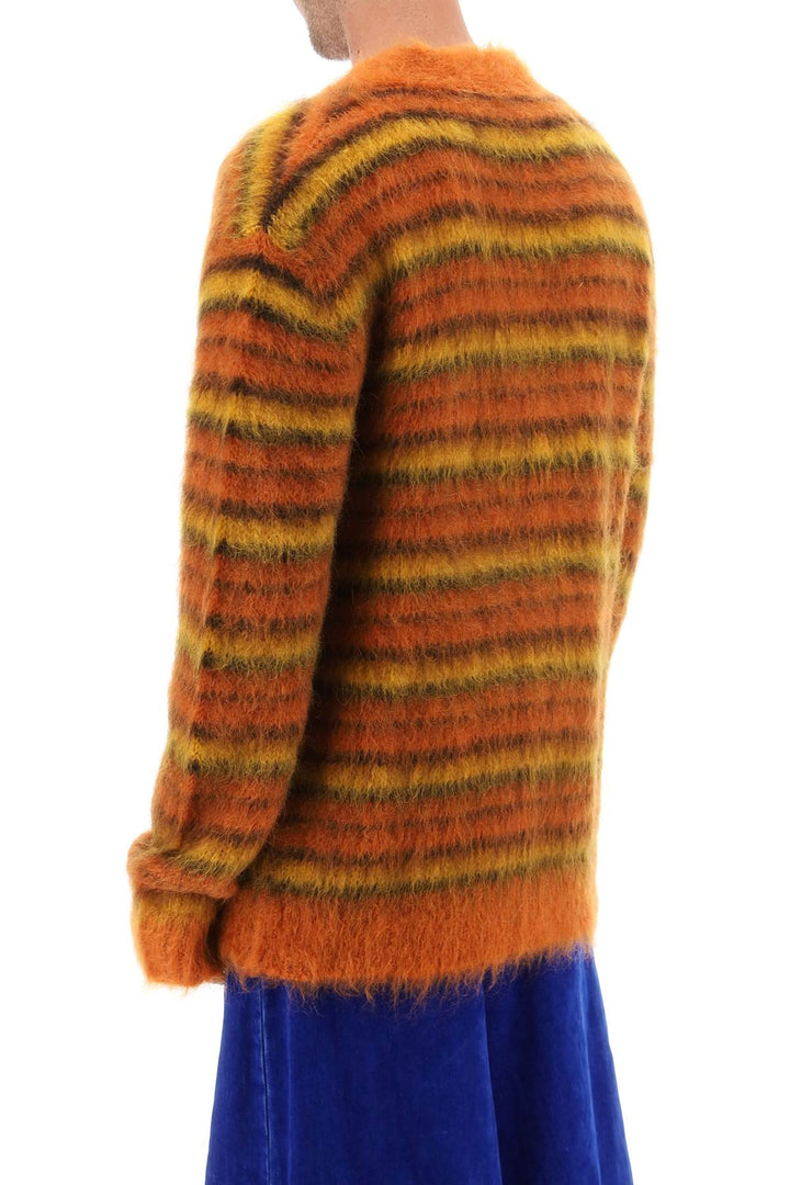 Cardigan In Striped Brushed Mohair - Marni - Men